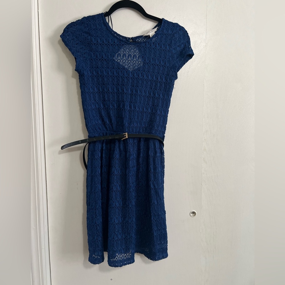 Streetwear sxciety size S blue lace mini dress, triangle hole in the back,